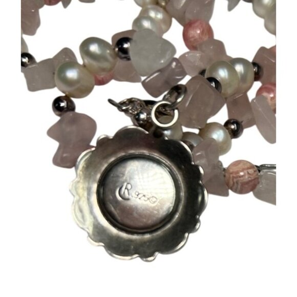Carolyn Pollack Relios Pink MOP Rose Quartz 925 Necklace American West - Picture 3 of 4
